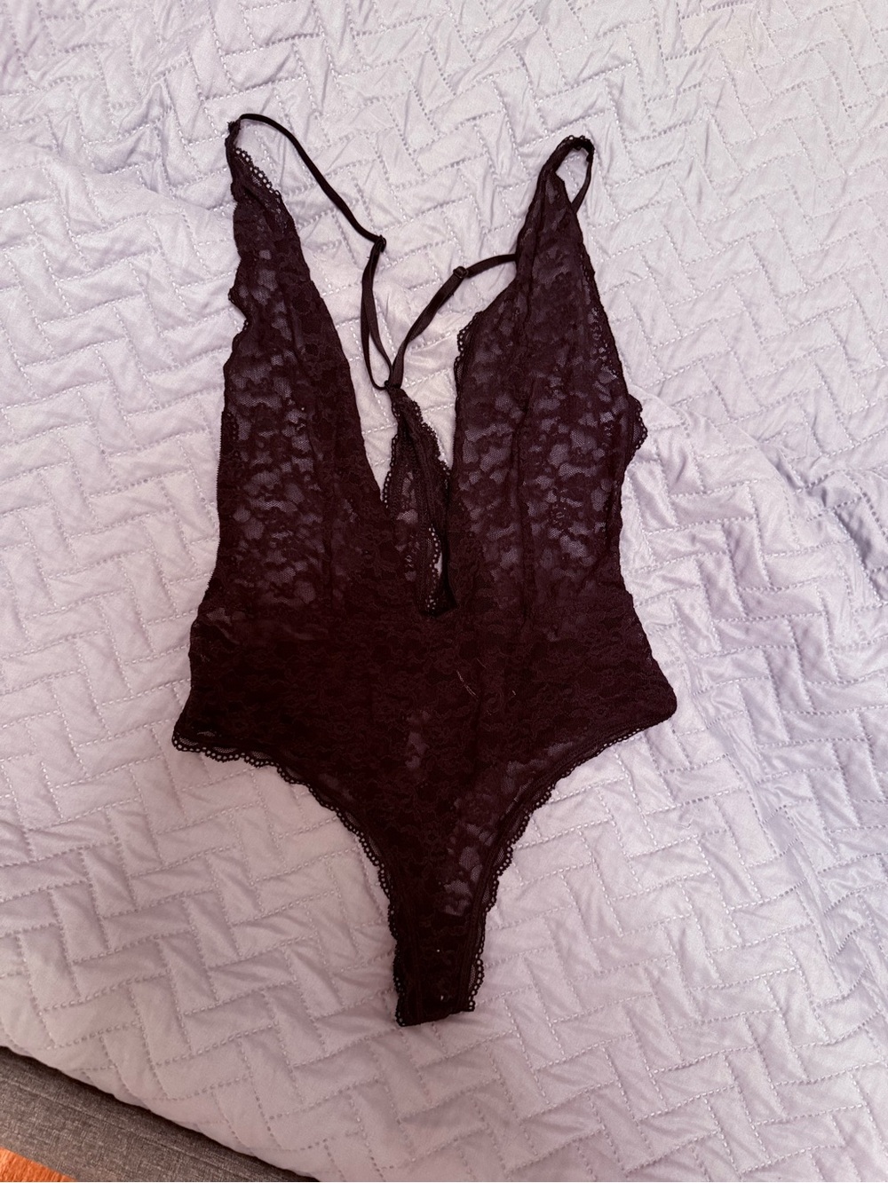 Victoria's Secret Black Lace Plunge Bodysuit - Worn Once Perfect Condition
